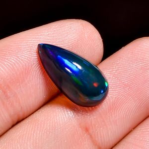 หยาชี อัญมณีโอปอลเอธิโอเปียสีดำธรรมชาติ 3.5 กะรัต รูปทรงหยดน้ำ สำหรับทำเครื่องประดับ ห่อหุ้มด้วยลวด - Product Image 2