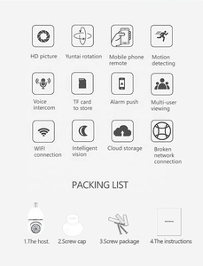 Trong nhà hai cách âm thanh 2MP V380 icsee Xmeye 360 độ PTZ CCTV bóng đèn <span class=keywords><strong>camera</strong></span> với tầm nhìn ban đêm Mini CMOS cảm biến thẻ nhớ hỗ trợ - Product Image 3