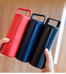 Thermos à vide droit de 500 ml et 600 ml avec poignée de transport, bouteille d'eau portable en acier inoxydable 304, logo personnalisé - Product Image 4