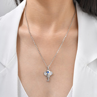 Collar con Cabeza de Elefante de Acero Inoxidable 316L para Hombre y Mujer, Colgante de Piedra Azul de la Suerte y la Sabiduría, Joyería Étnica Animal, Resistente al Agua, Regalo