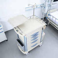 Chariot de Premiers Secours Portable Léger et Durable Multifonctionnel en Alliage d'Aluminium et Plastique ABS, Chariot de Traitement Hospitalier à 5 Tiroirs Central