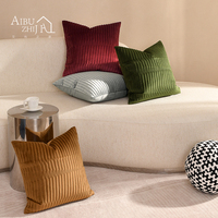 AIBUZHIJIA – housses d'oreiller de couleur unie, taies d'oreiller décoratives en velours à rayures, décoration de la maison, housse de coussin brodée pour canapé