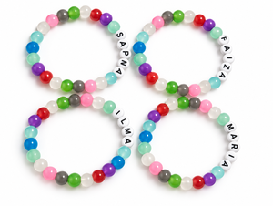 Pulsera de Plástico con Cuentas Redondas con Letras Inglesas, Corte Brillante, Joyería de Moda Unisex con Baño de 0.1m para Hombres y Mujeres, Regalos - Product Image 3