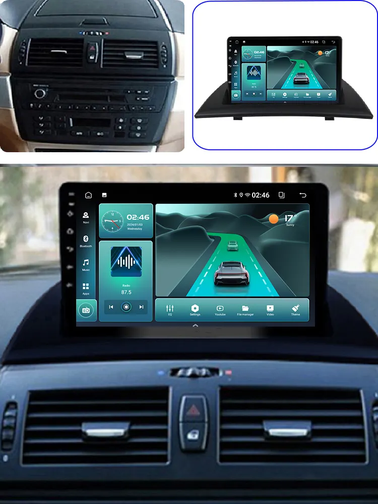 5G WIFI 6 wireless chip car android radio player for BMW X3 E83 2004-2012 GPS navigation BT5.4 has Auto wireless Carplay