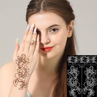Pochoirs de tatouage au henné temporaires personnalisés en gros, motif floral, pour application sur toute la main, pochoirs sérigraphiés non toxiques pour l'art corporel