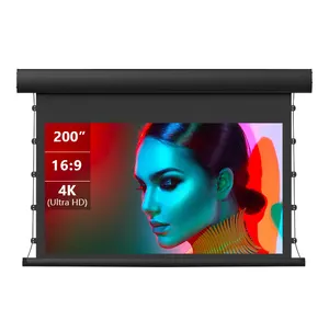 Layar proyektor bermotor 200 inci, dekorasi rumah 4K HD layar proyektor dapat ditarik elektrik
