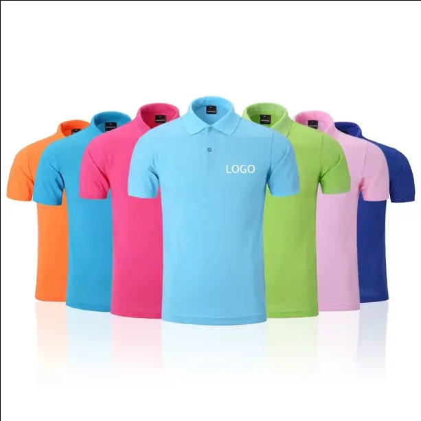 Promosi penjualan kaus katun kaus Polo pria bordir poliester Pique kosong polos warna polos Logo kustom