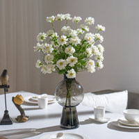 Arrangement de chrysanthèmes artificiels blancs en vase, plante en soie réaliste, décoration de la maison, centre de table, Noël