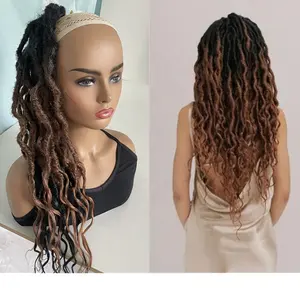 המלכה סינטטית locs 16-24 "locs אלילות faux locs עם קצוות מתולתל עם קצוות crochet צמות שיער