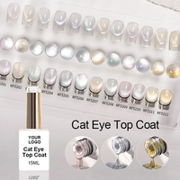 Vernis à ongles gel UV/LED 2-en-1 effet œil de chat 15 ml avec logo personnalisé, couche de finition magnétique haute brillance, à retirer par trempage