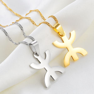 Collier pendentif en acier inoxydable avec symbole berbère africain et chaîne à maillons, style bohème kabyle, <span class=keywords><strong>bijoux</strong></span> amazighs - Product Image 3