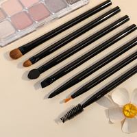 Prix d'usine, ensemble de 9 pinceaux de maquillage professionnels de haute qualité, synthétiques, noirs, luxueux, personnalisés, pour le visage