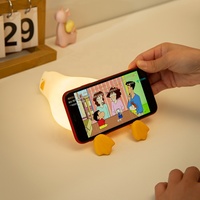Veilleuse personnalisée EGOGO avec logo, mini lampe de chevet en forme de canard couché, jouet animal de dessin animé en silicone souple, lampe à poser pour enfants