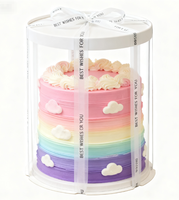 Boîtes à gâteaux miniatures rondes en plastique transparent imprimées UV recyclables personnalisées avec ruban en satin, emballage pour pâtisserie, pour mousse, desserts d'anniversaire