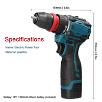 Perceuse à percussion sans fil professionnelle, mini, portable, lithium-ion, sans balais, à vitesse variable, 18V, couple max. 60 N.m, 1/2 batterie