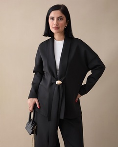Ensemble Abaya Loriya de haute qualité pour femmes musulmanes, haut à détail cravate et pantalon large, collection automne/printemps - Mode islamique modeste - Product Image 5