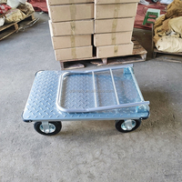 Chariot à plateforme manuel pliable en acier robuste avec roulettes en caoutchouc de 8 pouces, capacité de 400 kg, chariot d'entrepôt