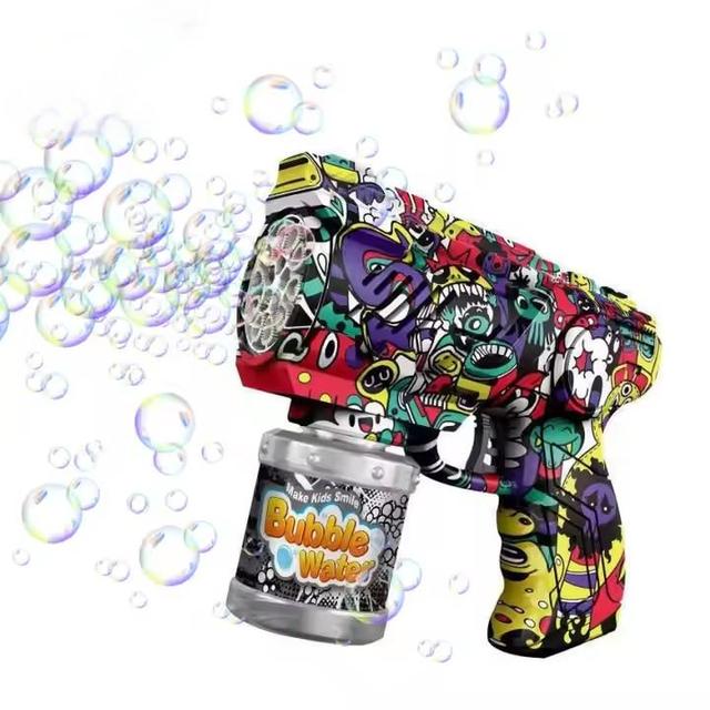 Camouflage Light-Up Graffiti Electric Auto 15 Holes Bubble Gun Blaster Summer Outdoor Games Kids' Plastic Toys