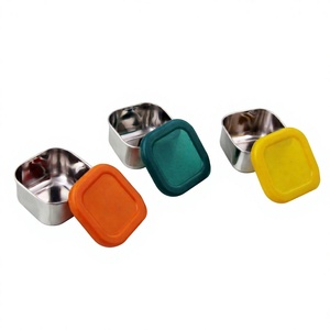 Boîte à lunch carrée en acier inoxydable durable, écologique, préservation de la fraîcheur, design classique, récipient alimentaire avec couvercle en silicone - Product Image 1