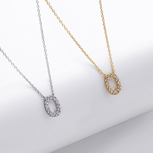 Collana con Ciondolo a Forma di Lettera in Argento Sterling 925 Placcato Oro con Zirconi, Regalo per Donna - Product Image 6