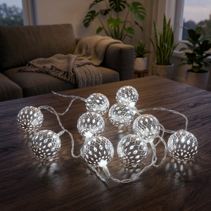 1.3m Decorative <b>LED</b> <b>Ball</b> Garland Cool White 6000K 2 X AA Batteries (GSC 5204457) - Product Image 3