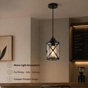 Suspension moderne en verre avec cadre en fer noir, abat-jour transparent, E27, lumière chaude, pour salle à manger, restaurant, bar, couloir, décoration intérieure - Product Image 4