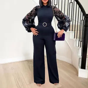 Jumpsuit Kasual Mode Pakaian Wanita Baru Versi Musim Panas Berenda Bodysuit Lengan Panjang Celana Kantor Satu Potong 2220