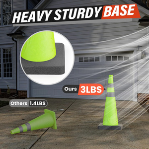 CITICITY 28 Inch Collapsible Traffic Cones with Black Weighted Base,Green Pop-up Cones with Reflective Collars for Road Safety - Product Image 4