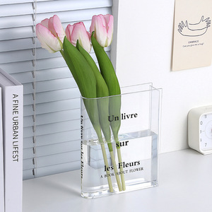 Acrylic rõ ràng cuốn sách Bình Hoa Thủy canh hoa arranger Acrylic bình văn phòng máy tính để bàn bình - Product Image 6