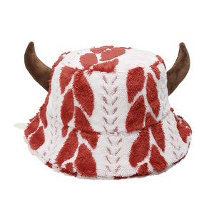 Unisex unico divertente di natale cappello di peluche 3D ricamato corno pescatore velluto a coste inverno cappello impermeabile 100% poliestere immagine - Product Image 2