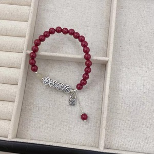 Pulsera de Plata Pura 999 con Borla de Cinabrio y Amuleto de Paz y Alegría, Joyería para Mujer, Regalo para el Año Zodiacal, Cuentas de la Suerte - Product Image 4