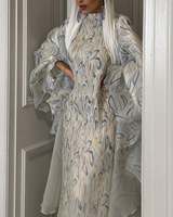 Kaftan élégant 2026, robe de soirée en organza imprimé brillant, mode musulmane de luxe, robe de soirée pour femmes, robe de club, abaya islamique quotidienne de Dubaï