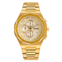 Relojes de pulsera automáticos Hip Hop dorados de lujo para hombre, acero inoxidable 2022, calendario de diamantes de imitación, cuarzo japonés, 5ATM, Simple, 40mm, 20mm