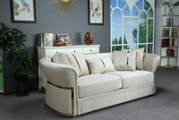 Sofá Turco de Lujo Ligero Chesterfield en Tela, Sofá Esquinero en Ángulo Recto con Decoración Dorada, Superventas al por Mayor GSC50-GSC51