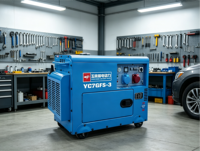 Générateur électrique diesel silencieux 6,5 kW, portable, 7,5 kW max, démarrage électrique, AVR, réservoir 25 L, 230 V, 400 V, 50 Hz, 1800 tr/min