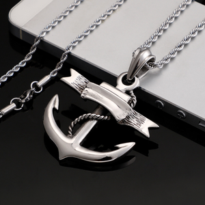<strong>Navy</strong> Wind Fish Hook Anchor Pendant Necklace for Men Couple Versatile Sweater Pendant Chain <strong>Accessories</strong> - Product Image 4