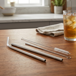 <b>Metal</b> Drinking <b>Straws</b> Reusable Cocktail Bar Accessories Minimalist Style 3 Pack - Product Image 2