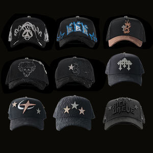 오리지널 퀄리티 재고 있음 할로윈 바바스 모자 스타 메탈 패치 5패널 야구 모자 자수 수염 CT 모자 라인스톤 장식 - Product Image 1