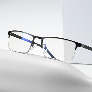 Petites <span class=keywords><strong>lunettes</strong></span> rectangulaires noires en alliage argenté, demi-cerclées, optiques, sur ordonnance, montures de <span class=keywords><strong>lunettes</strong></span> 2026, <span class=keywords><strong>lunettes</strong></span> d'ordinateur pour hommes, anti-lumière bleue - Product Image 1