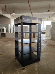 Expositor de suelo para velas de madera MDF, estante de almacenamiento desmontable con base resistente, fácil de montar, para exhibición en tiendas de velas - Product Image 5