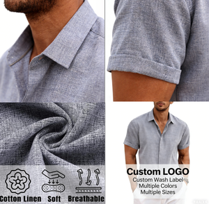 Chemises décontractées personnalisables pour hommes, style été, à simple boutonnage, anti-boulochage - Product Image 5