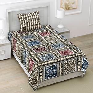 Parure de draps plats imprimés motif végétal style blocs avec 2 taies d'oreiller, 300 fils, 100% coton, écologique, toutes saisons, qualité A, vente en gros - Product Image 2