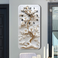 Horloge murale de salon moderne de luxe en gros d'usine, horloge artistique florale gravée au laser à suspendre au mur.