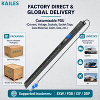 KAILES(KLS) Smart MC PDU 32A 200-240V avec 24 prises (21 C13 3 C19) Compteur intelligent Montage en rack industriel Noir 7680W Charge maximale