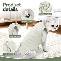 Combinaison de récupération pour chat traditionnelle en coton et élasthanne à motif quadrillé, respirante, anti-léchage, pour post-stérilisation et sevrage, S/M/L