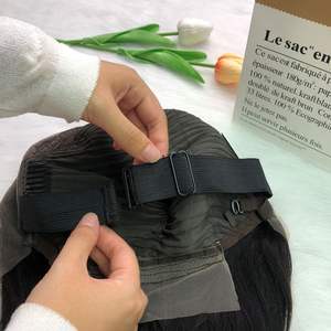 Perruque Frontale 13*4 <span class=keywords><strong>Bob</strong></span> sans Colle Pré-épilée Cheveux Indiens Vierge Remy Lisses avec Baby Hair Transparents Taille de Bonnet Réglable en Gros - Product Image 4