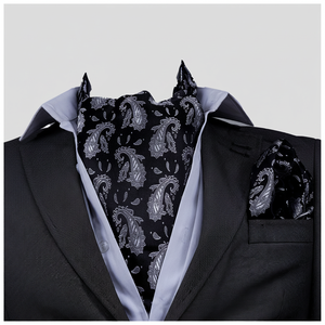Ensemble de foulards en soie imprimés paisley noir et gris Exve Exclusive, origine Turquie, usage formel - Product Image 2