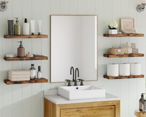 देश शैली लकड़ी के फ्लोटिंग शेल्फ दीवार लटकाने वाले लिविंग रूम रसोई चौड़ा लकड़ी की दीवार फ्रेम - Product Image 3