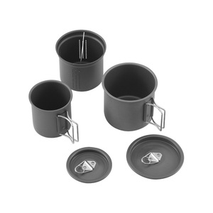 Ensemble de tasses à thé portables d'extérieur, 3 pièces avec passoire pour le camping, les pique-niques et la préparation du thé, couvercle en acier inoxydable, design rond - Product Image 1