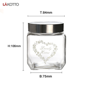 Contenedores de almacenamiento de vidrio para cocina, tarro de vidrio, especias, té, tuerca con calcomanía y tapa de metal, gran oferta, 2020 - Product Image 2